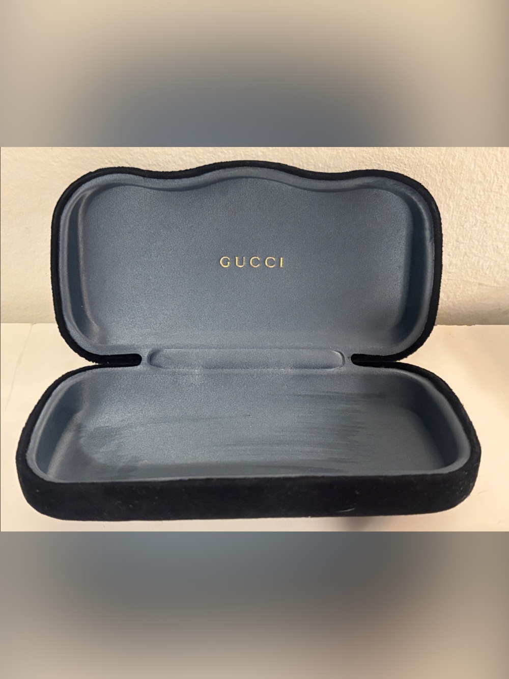 Gucci Blue Velvet Eyewear Case with Gold Logo